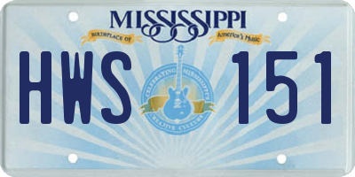 MS license plate HWS151