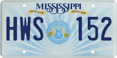 MS license plate HWS152