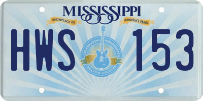 MS license plate HWS153