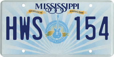 MS license plate HWS154