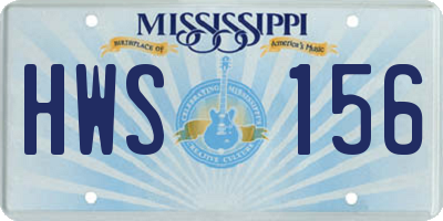 MS license plate HWS156