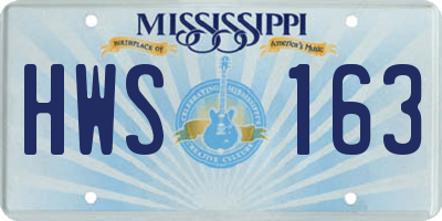 MS license plate HWS163