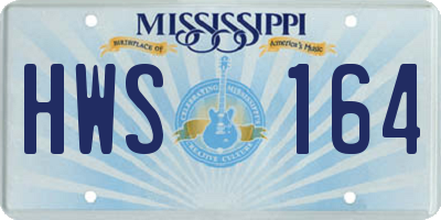 MS license plate HWS164