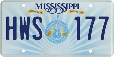 MS license plate HWS177