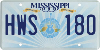MS license plate HWS180