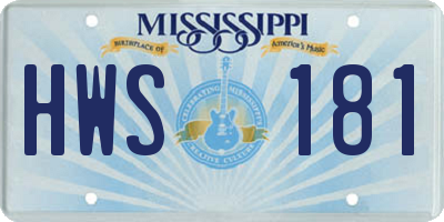 MS license plate HWS181