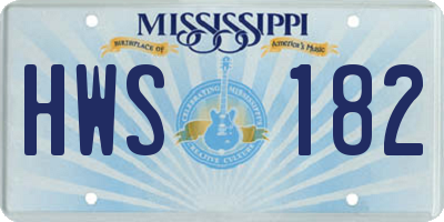MS license plate HWS182