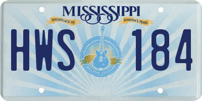 MS license plate HWS184