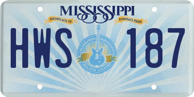 MS license plate HWS187