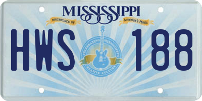 MS license plate HWS188