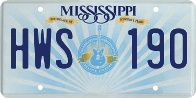 MS license plate HWS190