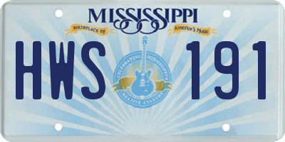 MS license plate HWS191