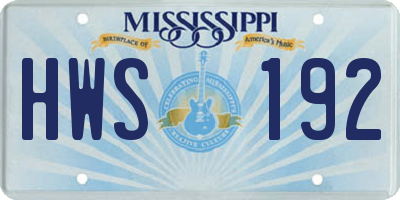 MS license plate HWS192