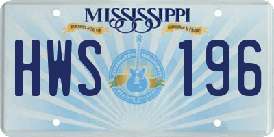 MS license plate HWS196