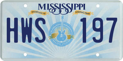 MS license plate HWS197