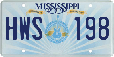 MS license plate HWS198