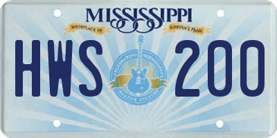 MS license plate HWS200