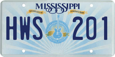 MS license plate HWS201