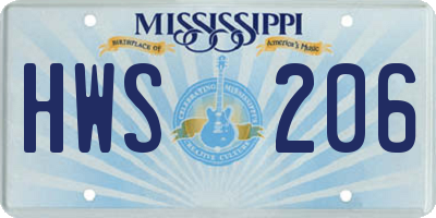 MS license plate HWS206