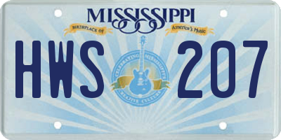 MS license plate HWS207