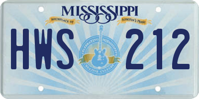 MS license plate HWS212