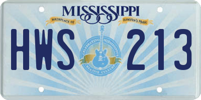 MS license plate HWS213