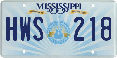 MS license plate HWS218
