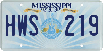 MS license plate HWS219