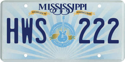 MS license plate HWS222