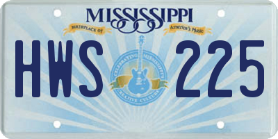 MS license plate HWS225