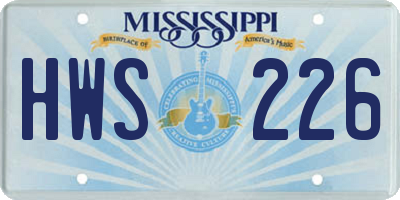MS license plate HWS226
