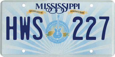 MS license plate HWS227