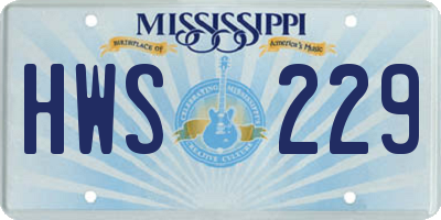 MS license plate HWS229