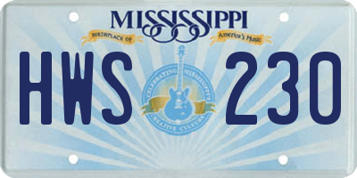 MS license plate HWS230