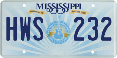 MS license plate HWS232