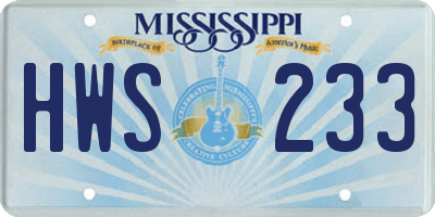 MS license plate HWS233