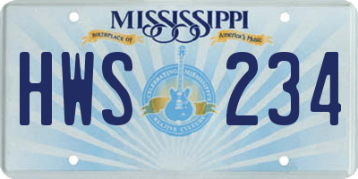 MS license plate HWS234