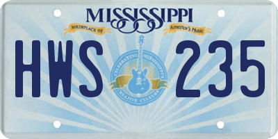MS license plate HWS235