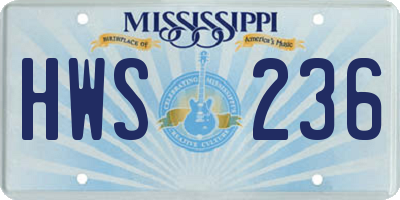 MS license plate HWS236