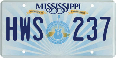 MS license plate HWS237