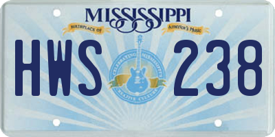 MS license plate HWS238