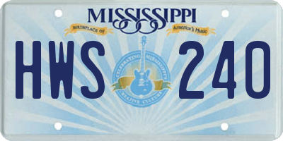 MS license plate HWS240