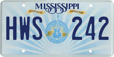 MS license plate HWS242
