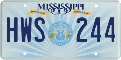 MS license plate HWS244