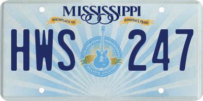 MS license plate HWS247