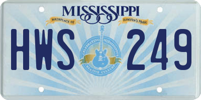 MS license plate HWS249