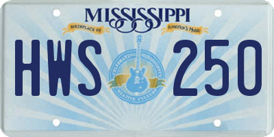 MS license plate HWS250