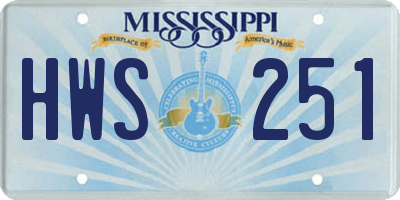MS license plate HWS251