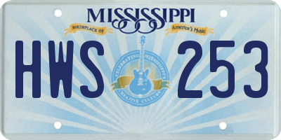 MS license plate HWS253