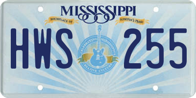 MS license plate HWS255